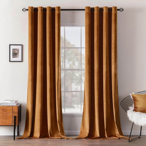 MIULEE Customized Velvet Luxury Blackout Curtains Thermal Insulated (2 Panels) - Grommet - Miulee