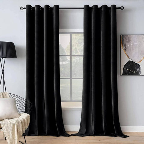 MIULEE Customized Velvet Luxury Blackout Curtains Thermal Insulated (2 Panels) - Grommet - Miulee