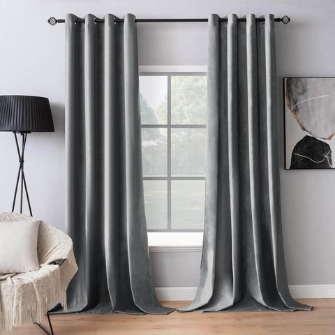 MIULEE Customized Velvet Luxury Blackout Curtains Thermal Insulated (2 Panels) - Grommet - Miulee