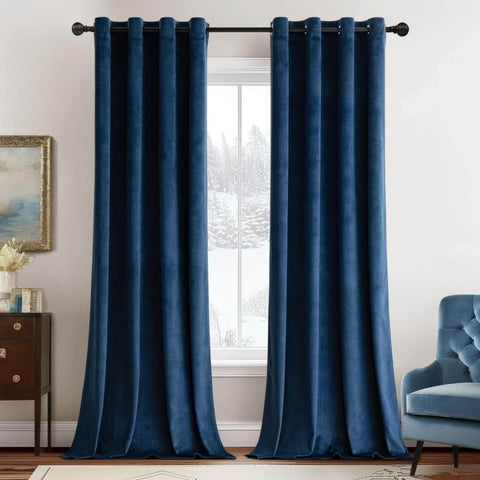 MIULEE Customized Velvet Luxury Blackout Curtains Thermal Insulated (2 Panels) - Grommet - Miulee