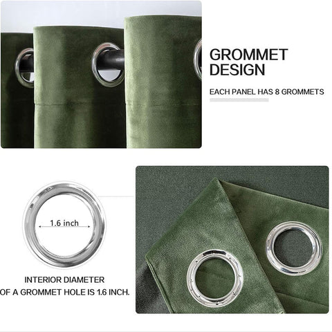 MIULEE Customized Velvet Luxury Blackout Curtains Thermal Insulated (2 Panels) - Grommet - Miulee