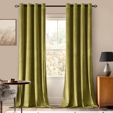 MIULEE Customized Velvet Luxury Blackout Curtains Thermal Insulated (2 Panels) - Grommet - Miulee