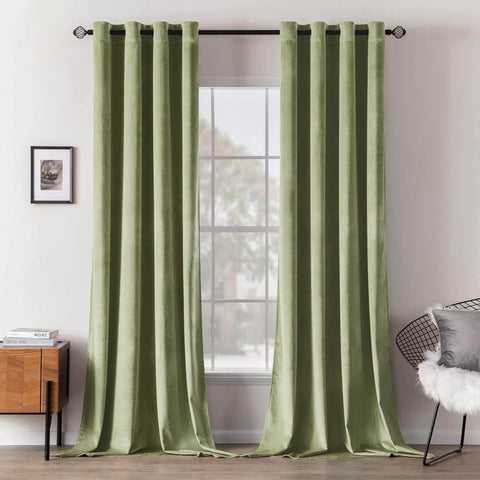 MIULEE Customized Velvet Luxury Blackout Curtains Thermal Insulated (2 Panels) - Grommet - Miulee