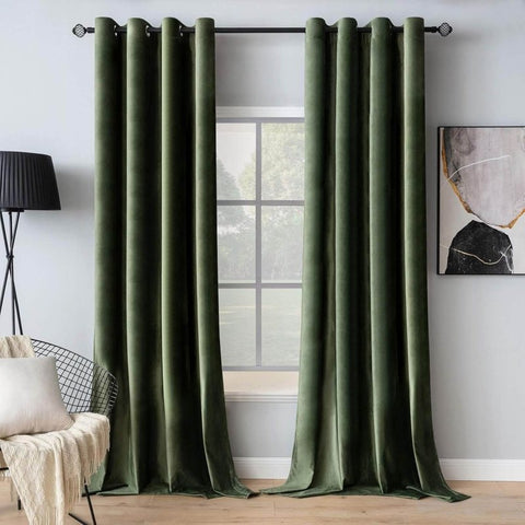 MIULEE Customized Velvet Luxury Blackout Curtains Thermal Insulated (2 Panels) - Grommet - Miulee