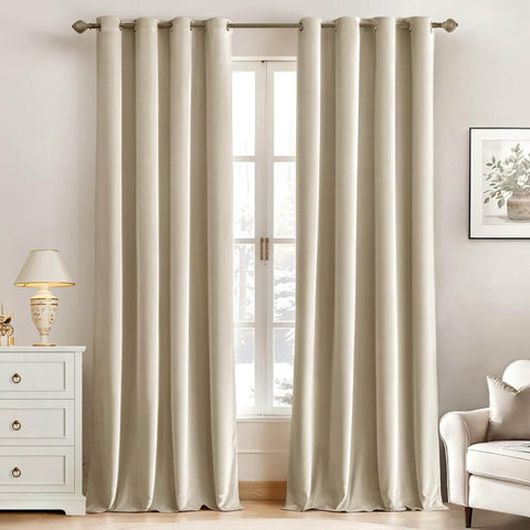 MIULEE Customized Velvet Luxury Blackout Curtains Thermal Insulated (2 Panels) - Grommet - Miulee