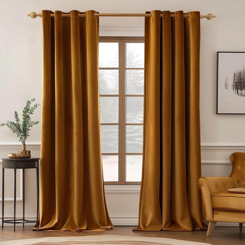 MIULEE Customized Velvet Luxury Blackout Curtains Thermal Insulated (2 Panels) - Grommet - Miulee