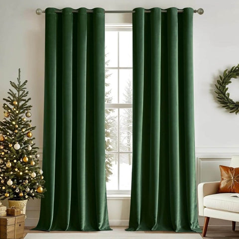 MIULEE Customized Velvet Luxury Blackout Curtains Thermal Insulated (2 Panels) - Grommet - Miulee