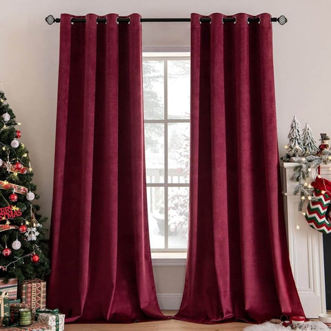 MIULEE Customized Velvet Luxury Blackout Curtains Thermal Insulated (2 Panels) - Grommet - Miulee