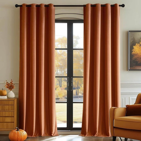 MIULEE Customized Velvet Luxury Blackout Curtains Thermal Insulated (2 Panels) - Grommet - Miulee