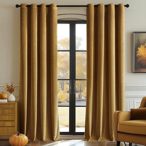 MIULEE Customized Velvet Luxury Blackout Curtains Thermal Insulated (2 Panels) - Grommet - Miulee