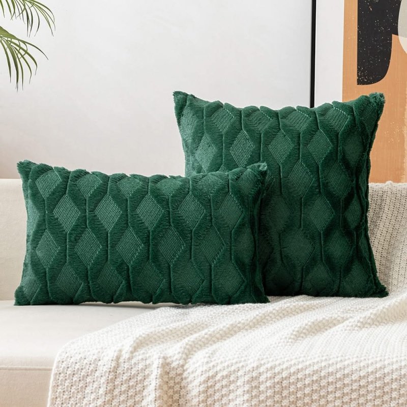 MIULEE Dark Green Throw Pillow Covers 18x18 Set of Decorative