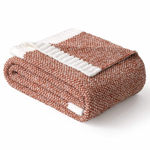 MIULEE Fall Rust Super Soft Throw Blanket for Couch, Cozy Fluffy Warm Blankets Lightweight Knit Throw Blankets for Sofa, Bed, Chair, Living Room, Camping, Picnic, 50 x 60 inch - Miulee