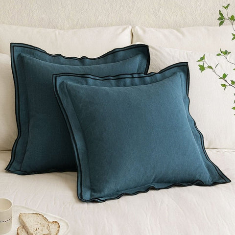 MIULEE Linen Pillow Covers 20x20 Inch Blue Decorative Throw Pillow Covers Cozy Boho Farmhouse Cushion Covers for Couch Sofa Bedroom Living Room Home Decor - Miulee