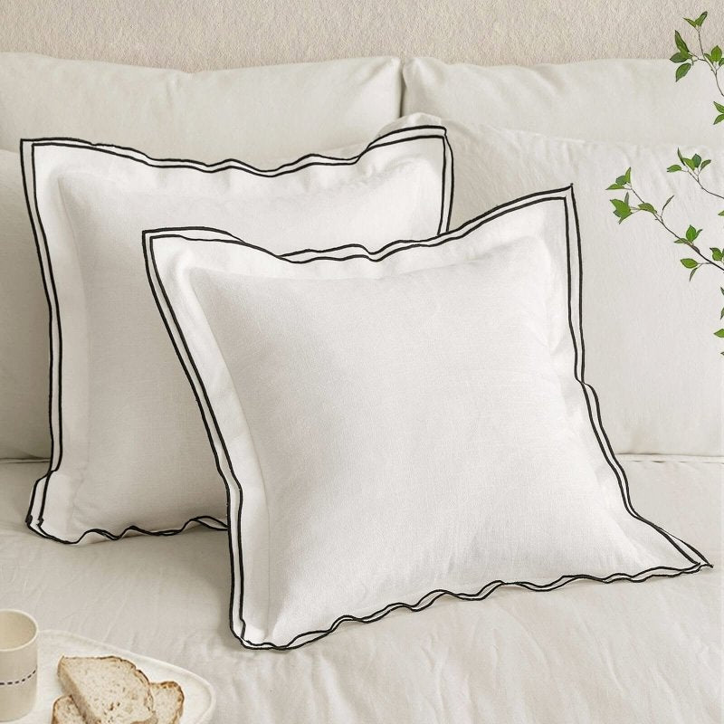 MIULEE Linen Pillow Covers 20x20 Inch Cream White Decorative Throw Pillow Covers Cozy Boho Farmhouse Cushion Covers for Christmas Couch Sofa Bedroom Living Room Home Decor - Miulee