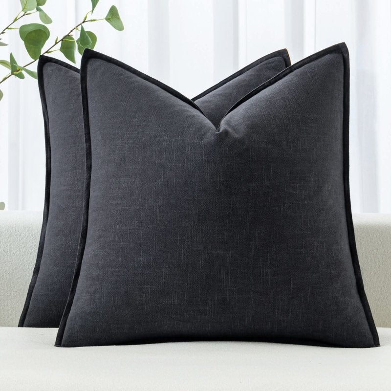 MIULEE Linen Pillow Covers 20x20 Inch Dark Gray Decorative Throw Pillow Covers Pack of 2 Soft Accent Farmhouse Couch Pillowcases Modern Home Decors for Sofa Cushion Living Room Bed - Miulee