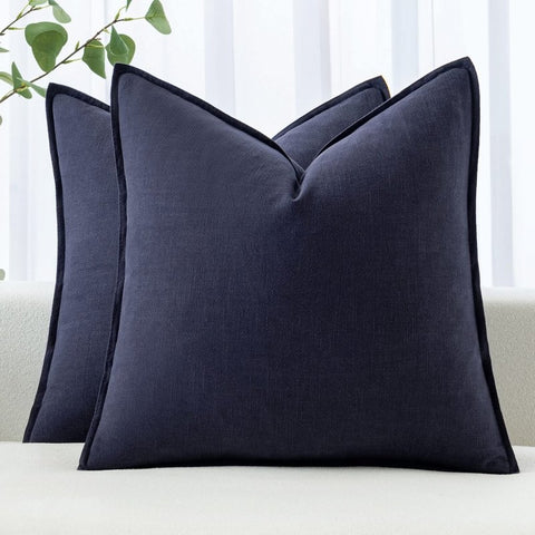 MIULEE Linen Pillow Covers 20x20 Inch Navy Decorative Throw Pillow Covers Pack of 2 Soft Accent Farmhouse Couch Pillowcases Modern Home Decors for Sofa Cushion Living Room Bed - Miulee