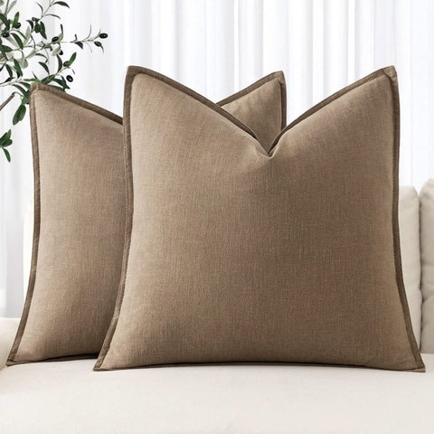 MIULEE Linen Pillow Covers 22x22 Inch Khaki Decorative Throw Pillow Covers Pack of 2 Soft Accent Farmhouse Couch Pillowcases Modern Home Decors for Sofa Cushion Living Room Bed - Miulee