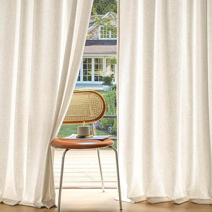 MIULEE Non - See - Through Privacy Linen Curtains 2 Panels, Light Filtering Window Curtains Farmhouse Textured Back Tab Semi Sheer Drapes for Bedroom Living Room, 52 x 72 Inches Long, Cream Ivory - Miulee