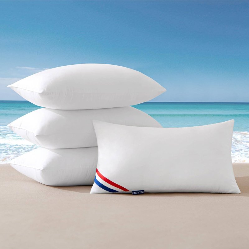 MIULEE Outdoor Pillows Pack of 4 12x20 Inch Outdoor Pillow Inserts Waterproof Decorative Throw Pillow Inserts, Rectangle Water Resistant Pillow for Garden Couch Furniture - Miulee
