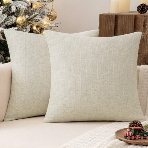 MIULEE Pack of 2 Beige Christmas Decorative Pillow Covers 18 x 18 Inch Soft Accent Farmhouse Couch Throw Pillows Cushion Covers Modern Home Decors for Sofa Living Room Bedroom - Miulee