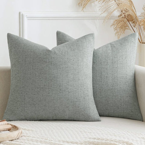 MIULEE Pack of 2 Blue Decorative Pillow Covers 18 x 18 Inch Soft Accent Farmhouse Couch Throw Pillows Cushion Covers Modern Home Decors for Sofa Living Room Bedroom - Miulee