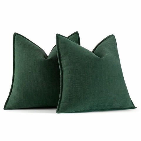 MIULEE Pack of 2 Christmas Green Decorative Pillow Covers 20x20 Inch Soft Chenille Couch Throw Pillows Farmhouse Cushion Covers with Elegant Design for Sofa Bedroom Living Room Home Decor - Miulee