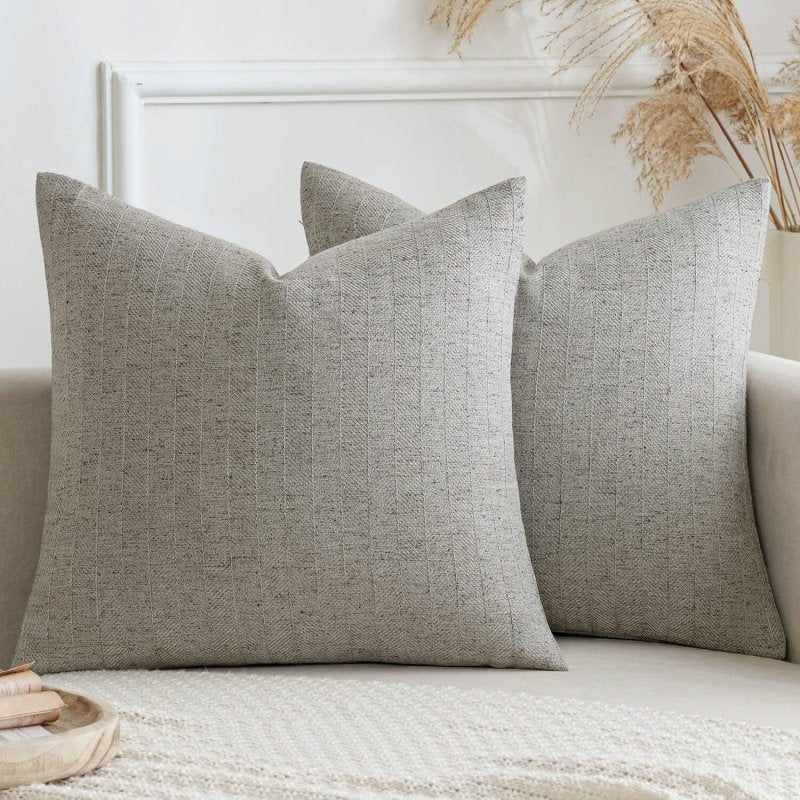MIULEE Pack of 2 Light Grey Decorative Pillow Covers 18 x 18 Inch Soft Accent Farmhouse Couch Throw Pillows Cushion Covers Modern Home Decors for Sofa Living Room Bedroom - Miulee