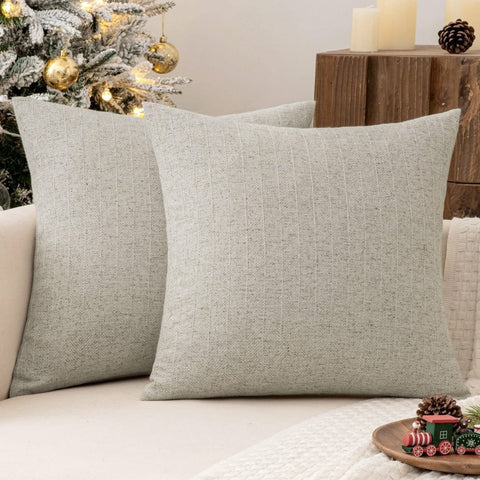MIULEE Pack of 2 Oatmeal Christmas Decorative Pillow Covers 18 x 18 Inch Soft Accent Farmhouse Couch Throw Pillows Cushion Covers Modern Home Decors for Sofa Living Room Bedroom - Miulee