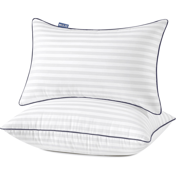 MIULEE Queen Bed Pillows Set of 2, 20x30 Decorative Pillow Inserts for Couch Sofa Bed, Firm and Fluffy Down Alternative Filled with Cotton Cover