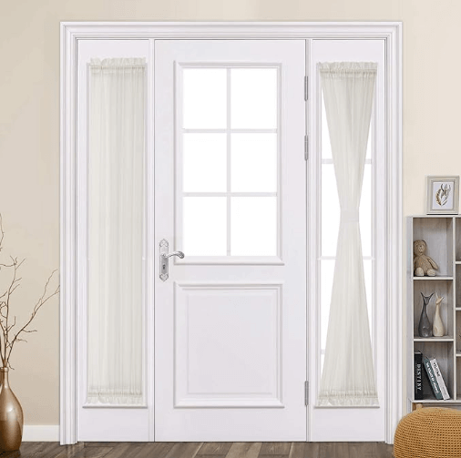 MIULEE Sidelight French Door Curtains Set of 2, Light Filtering Window Treatment for Narrow Glass Door 25 x 72 Inches with Tieback, Ivory - Miulee