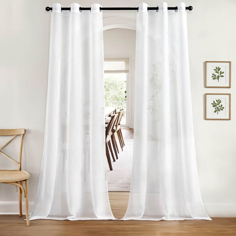 MIULEE Solid Color Sheer Curtains 84 Inches Long 2 Panels Set - Elegant Lightweight Grommet Light Filtering Window Voile Panels/Drapes/Treatment for Bedroom Living Room W42 x L84 Inch, White - Miulee
