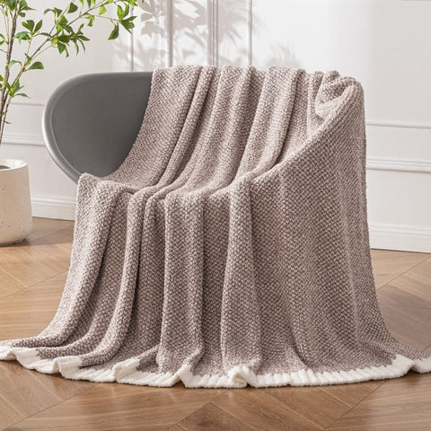 MIULEE Super Soft Throw Blanket for Couch, Taupe Cozy Fluffy Warm Blankets Lightweight Knit Throw Blankets for Sofa, Bed, Chair, Living Room, Camping, Picnic, 50 x 60 inch - Miulee