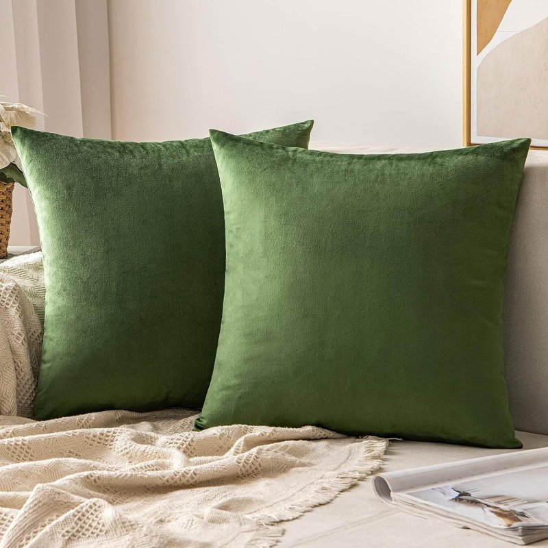 MIULEE Velvet Soft Solid Decorative Square Throw Pillow Covers (Pack of 2) - Miulee