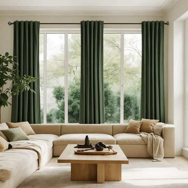 MIULEE Customized Velvet Curtains Luxury Blackout Curtains Thermal Insulated-2 Panels-Moss-Green