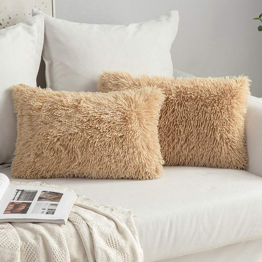 MIULEE Pack of 2 Decorative Throw Pillow Covers Plush Faux Fur