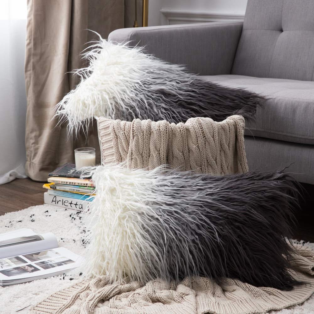 Gray fluffy pillows store