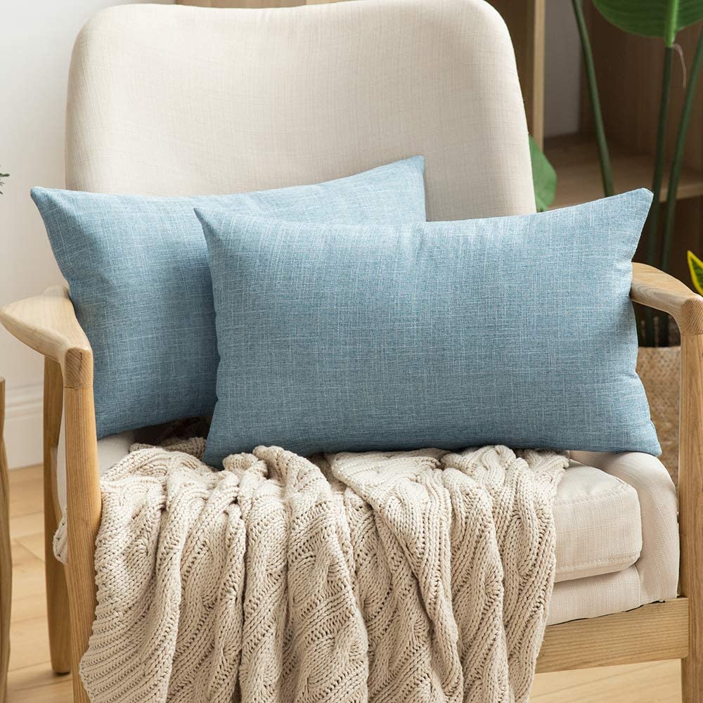 MIULEE Pack of 2 Decorative Burlap Linen Throw Pillow Covers Modern  Farmhouse Pillowcase Rustic Woven Textured Cushion Cover for Sofa Couch Bed  18x18