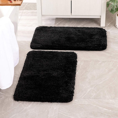 MIULEE Non Slip Shaggy Bathroom Rugs Extra Thick Soft Bath Mats Plush Microfiber Absorbent Water for Tub Shower 2 Pack