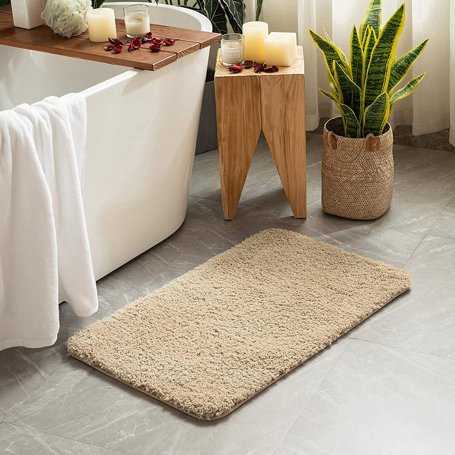 MIULEE - Alfombrillas de baño peludas antideslizantes, extra gruesas y suaves, de microfibra de felpa, absorbentes de agua para bañera y ducha, paquete de 2