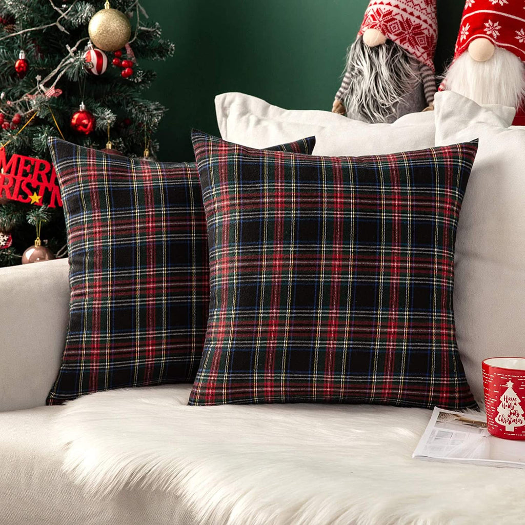 MIULEE Christmas Scottish Tartan Plaid Throw Pillow Covers Farmhouse C