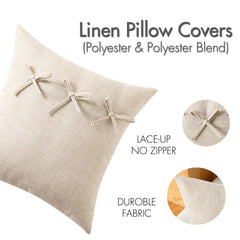 MIULEE Linen Pillow Covers 18x18 Throw Pillow Covers Decorative Bow Pi