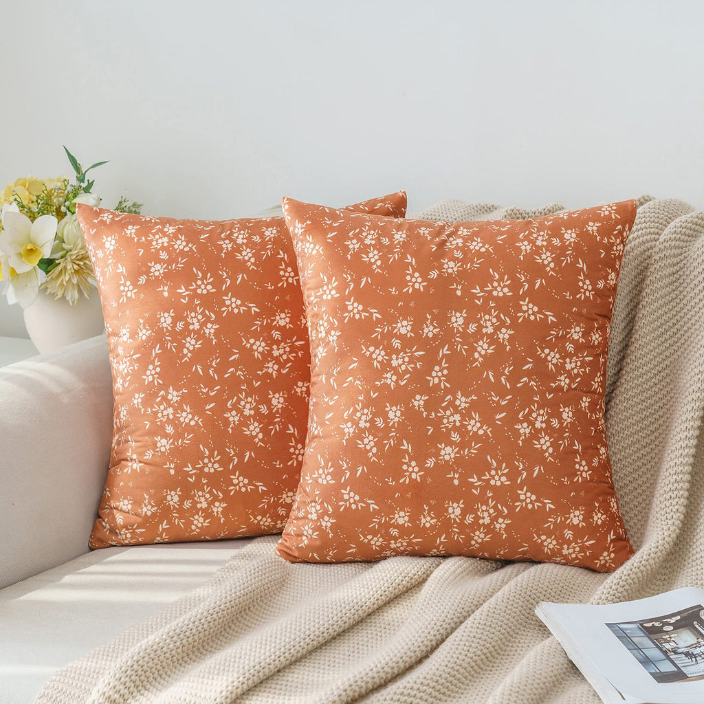 Pillow Decor Rustic Floral Throw Pillow Orange