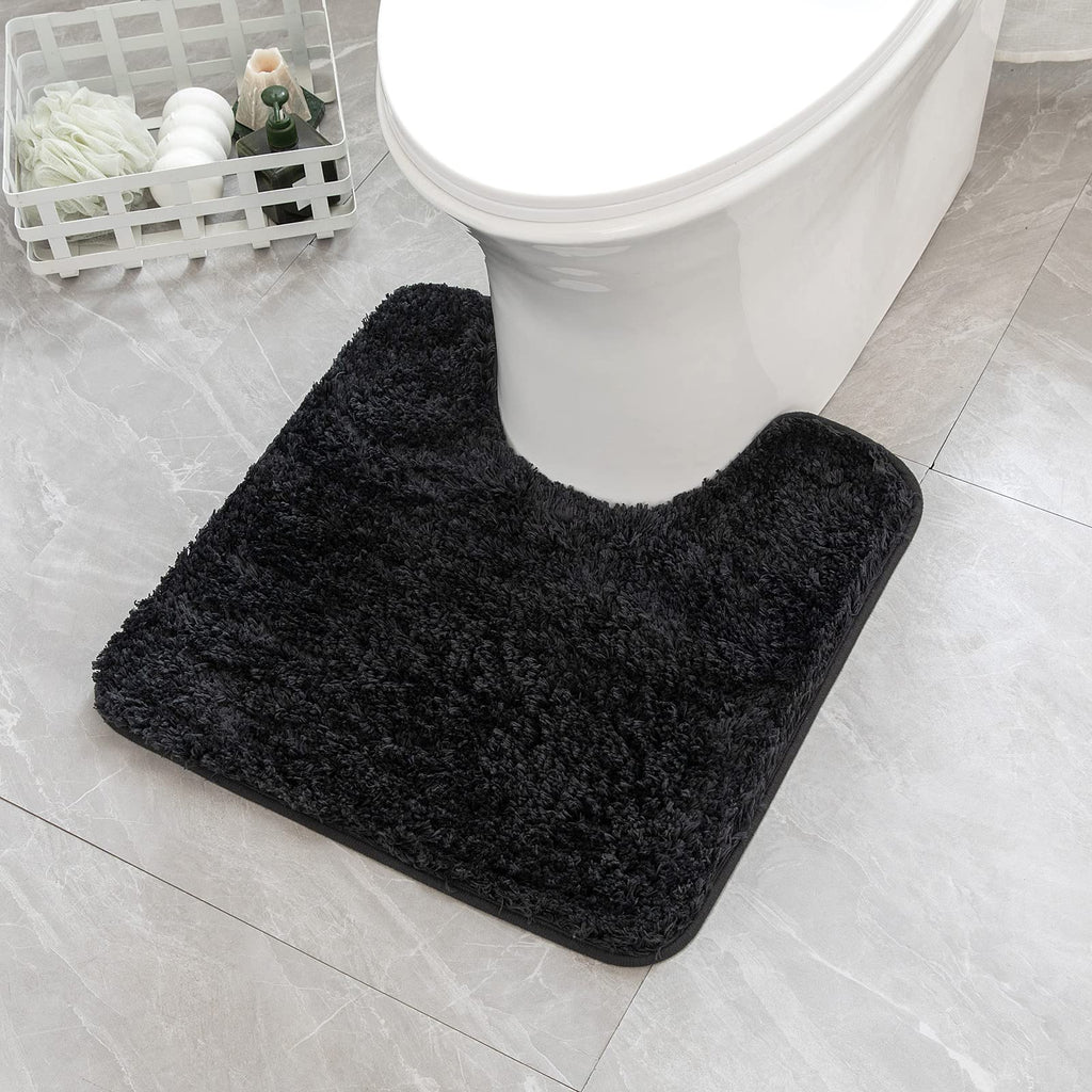 Black Small Bathroom Rugs, Soft Chenille Bath Mats for Bathroom Non Slip,  Thick