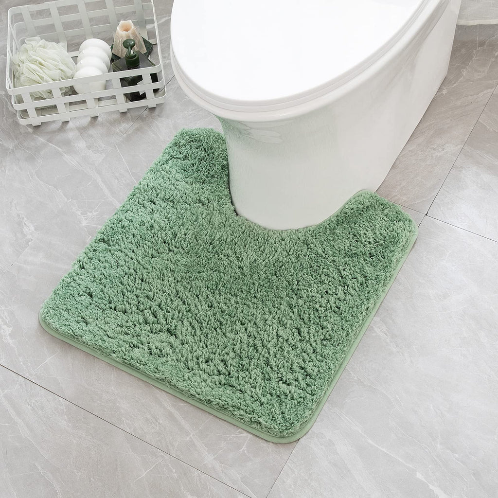 Genteele Memory Foam Toilet Bathroom Rugs, Contour Toilet Mat, Non Slip, Machine Washable, Absorbent, Super Cozy Velvet Bathroom Toilet Carpet (20
