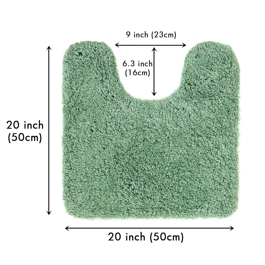 MIULEE Dark Green Bathroom Mats Sets 2 Piece with Non Slip Toilet Rugs U  Shaped,Water Absorbent Microfiber Bath Mat Set for Tub Shower, Machine