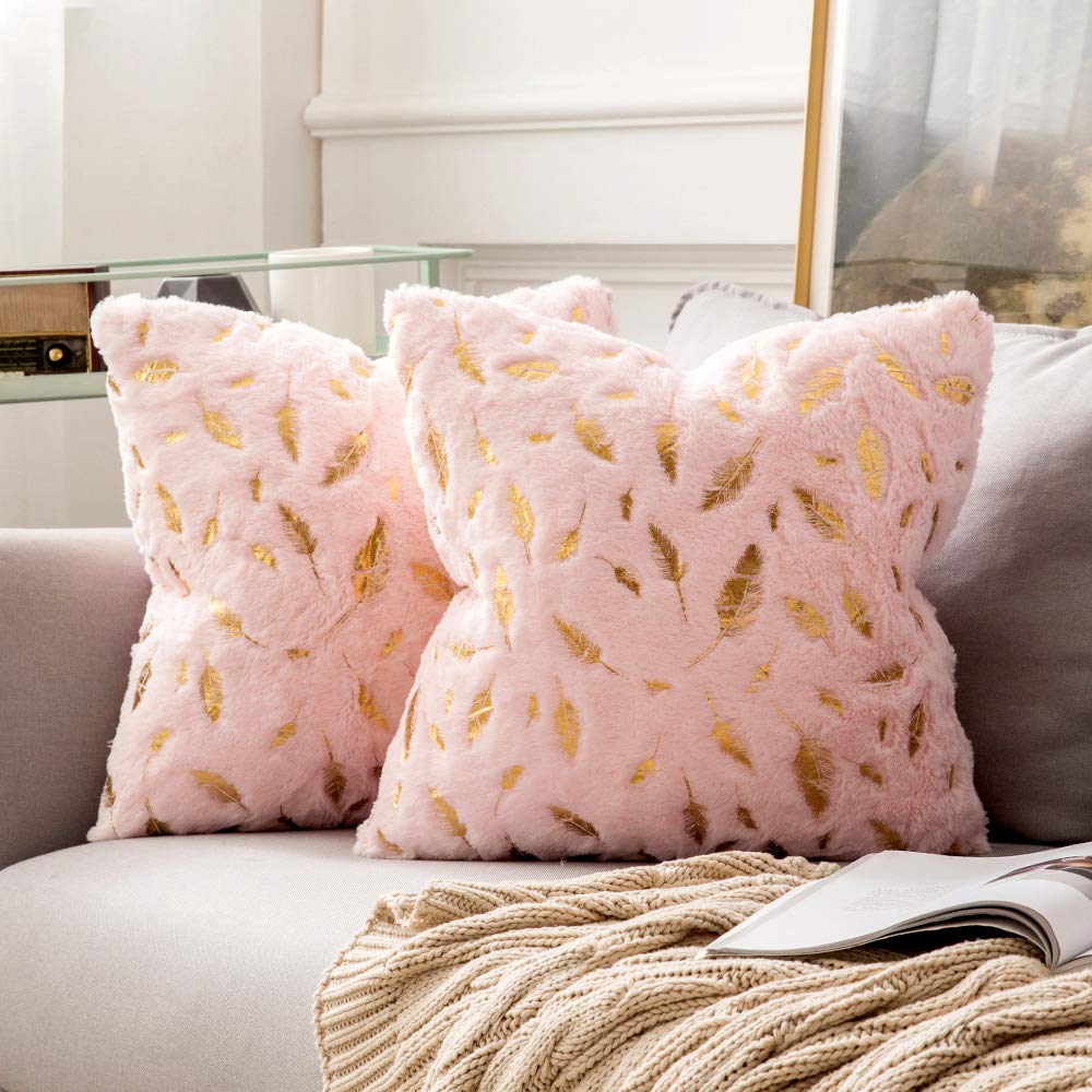  FCOZM 18x18 Pink Gold Throw Pillow Covers Fashion