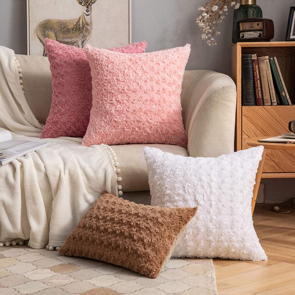 Decorative Fluffy Throw Pillows for Room Sofa Bed Luxury Soft Faux