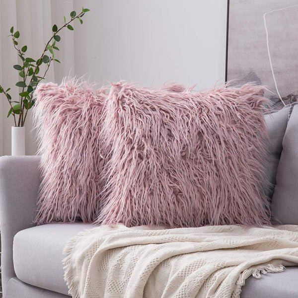 Faux fur blush pillow clearance