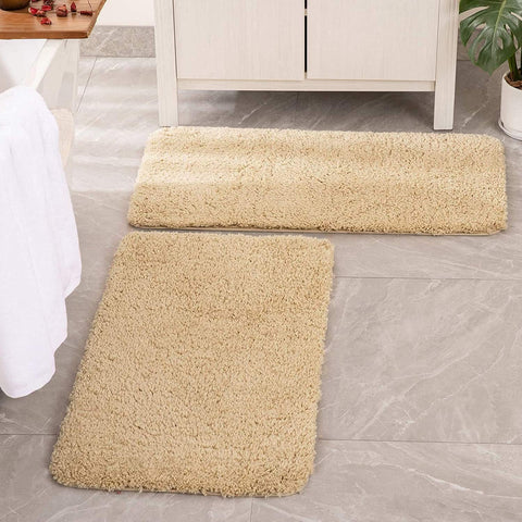 MIULEE Non Slip Shaggy Bathroom Rugs Extra Thick Soft Bath Mats Plush Microfiber Absorbent Water for Tub Shower 2 Pack