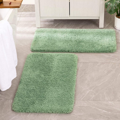 MIULEE Non Slip Shaggy Bathroom Rugs Extra Thick Soft Bath Mats Plush Microfiber Absorbent Water for Tub Shower 2 Pack